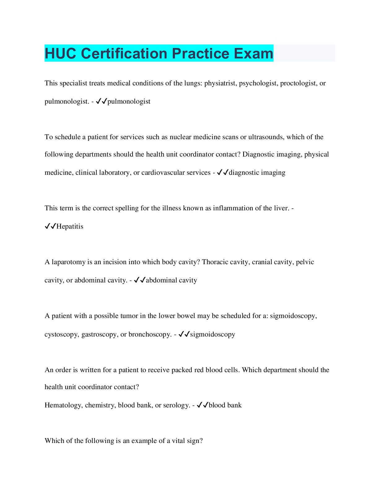 Preview image for HUC Certification Practice Exam