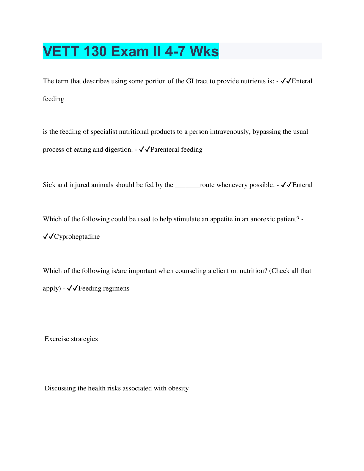 Preview image for VETT 130 Exam II 4-7 Wks