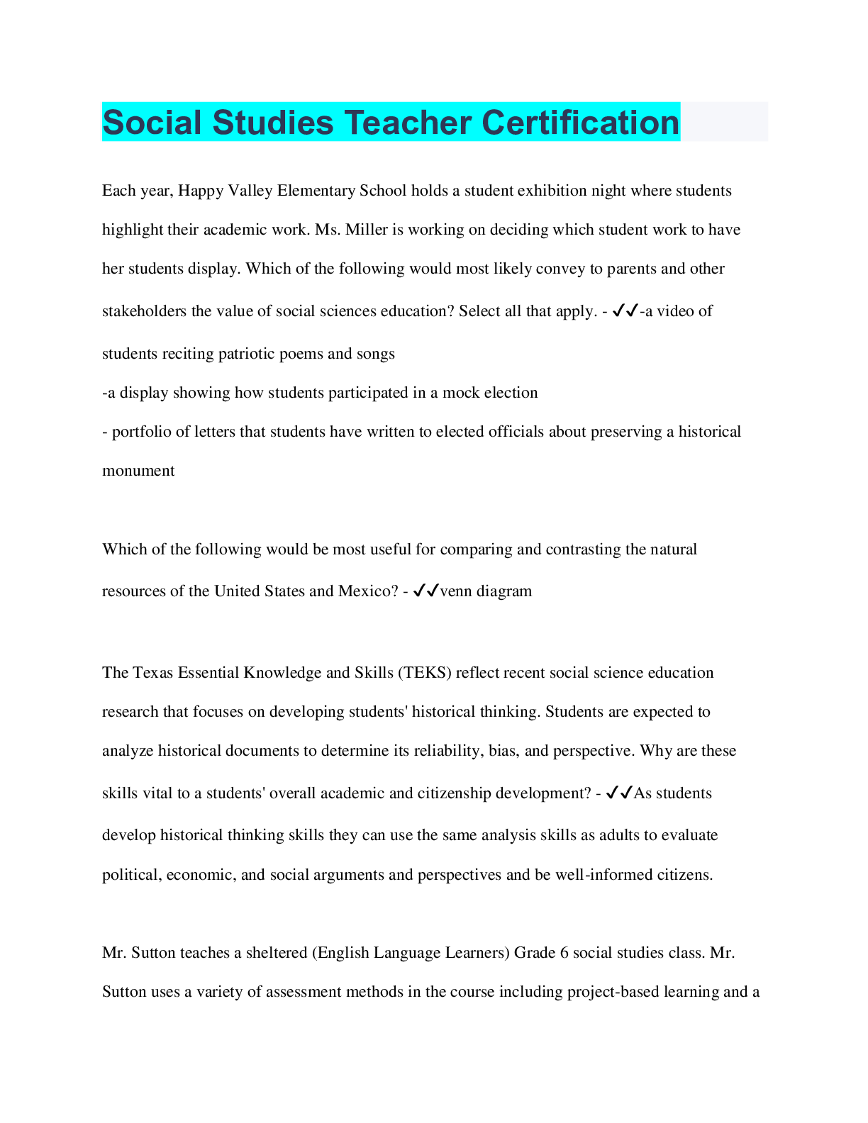 Preview image for Social Studies Teacher Certification