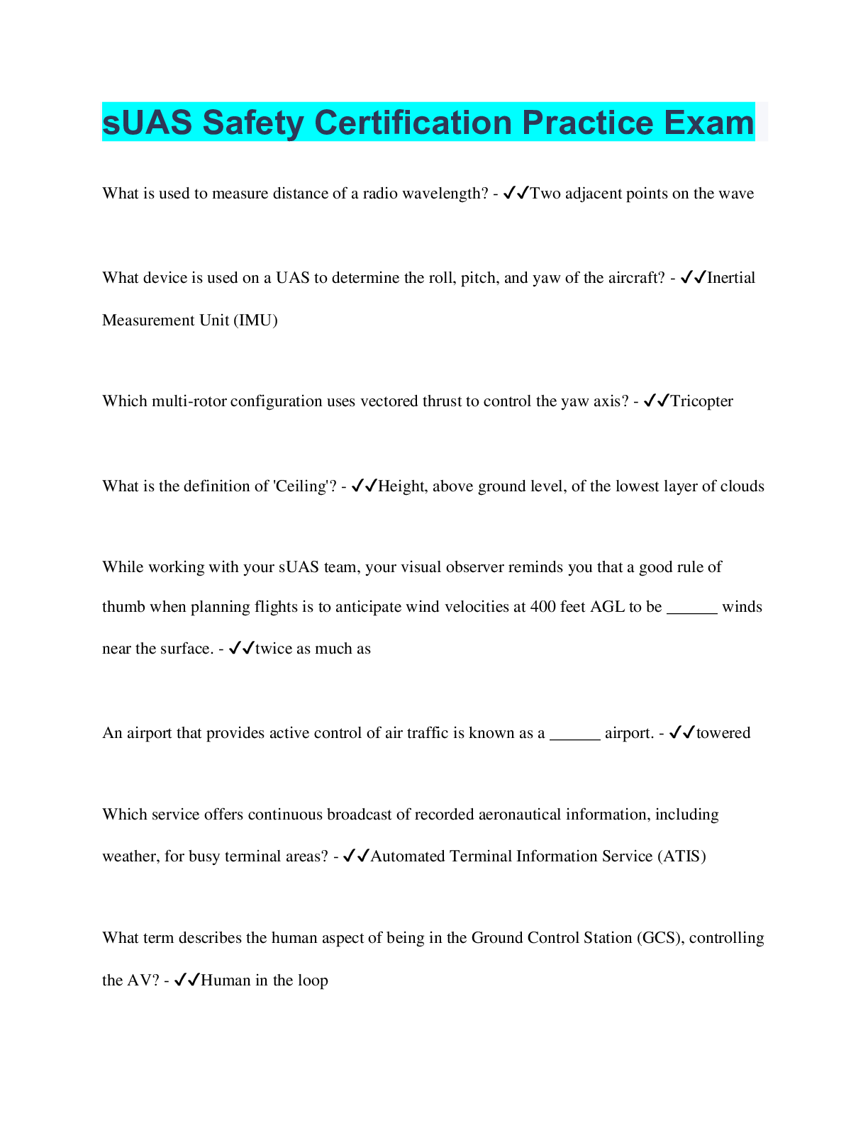 Preview image for sUAS Safety Certification Practice Exam