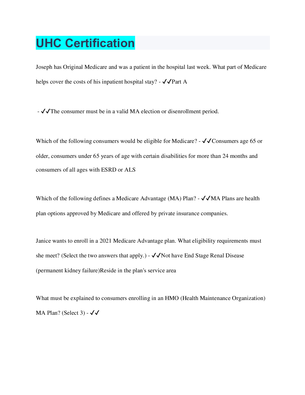 Preview image for UHC Certification