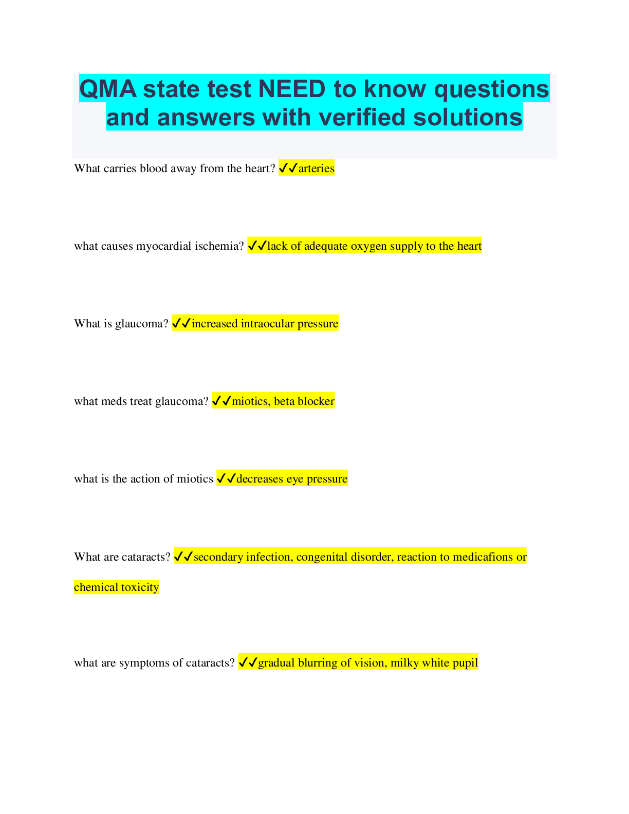 Preview image for QMA state test NEED to know questions and answers with verified solutions