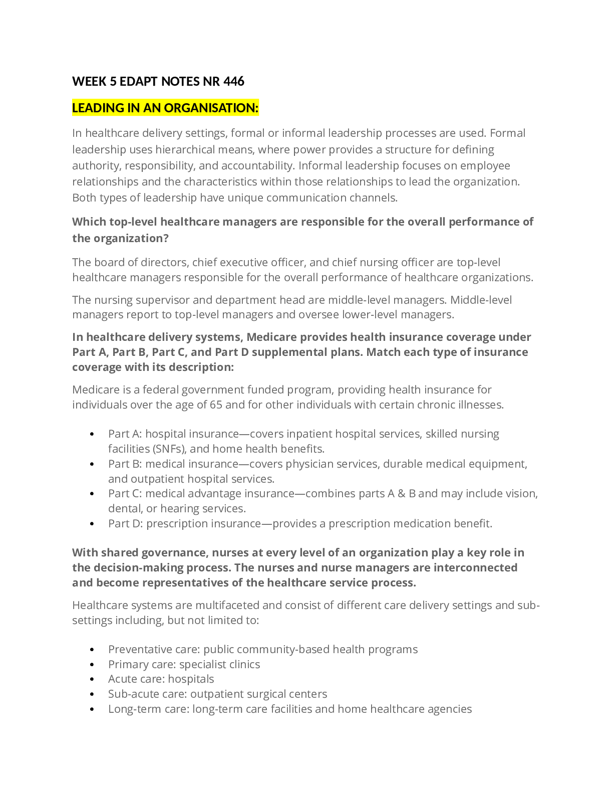 Preview image of Collaborative health NR 446 EDAPT WEEK 5 Full document