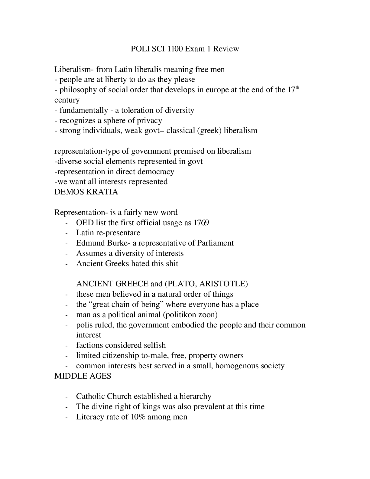 Preview image of POLI SCI 1100 Exam 1 Review document