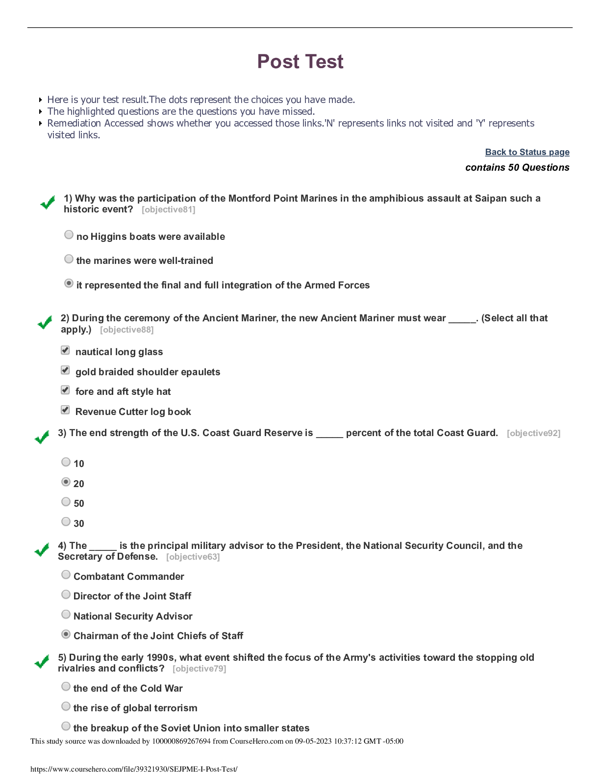 SEJPME I POST TEST (LATEST) 2023