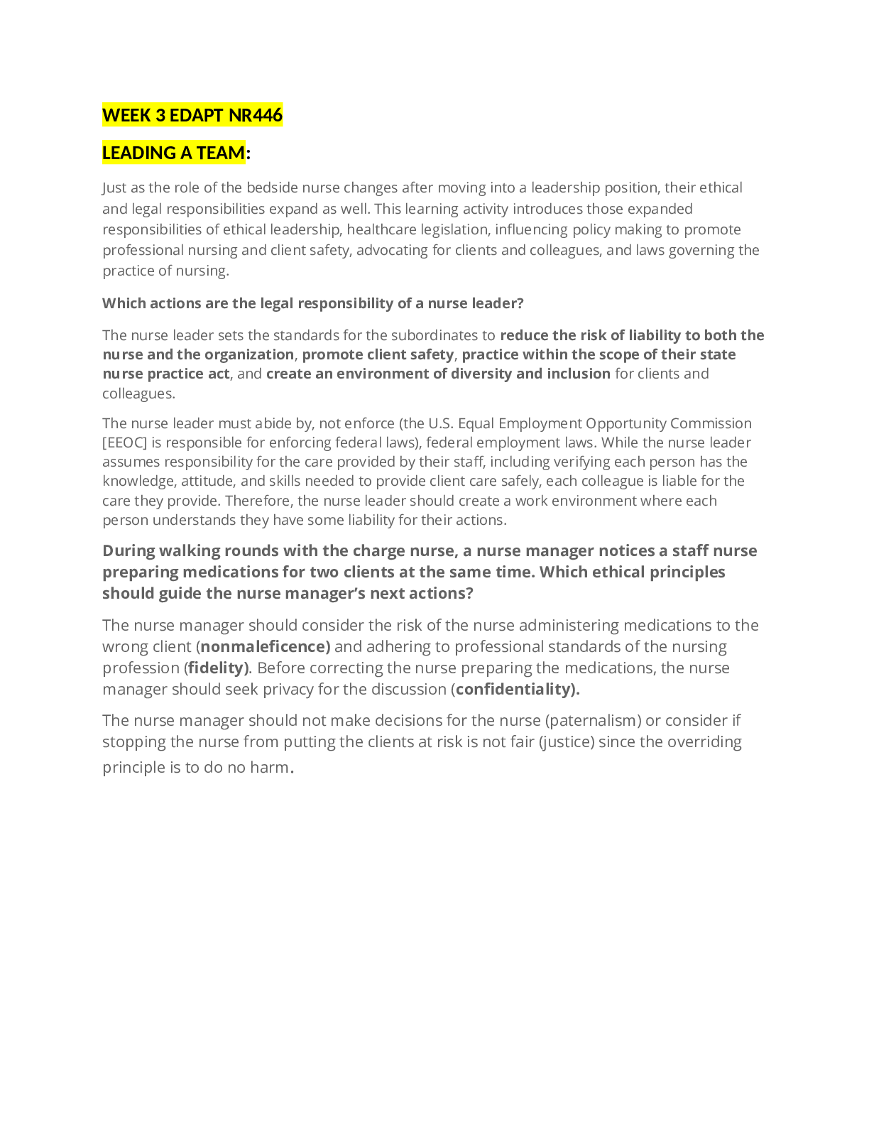 Preview image of Collaborative health NR 446 EDAPT WEEK 3 Full document