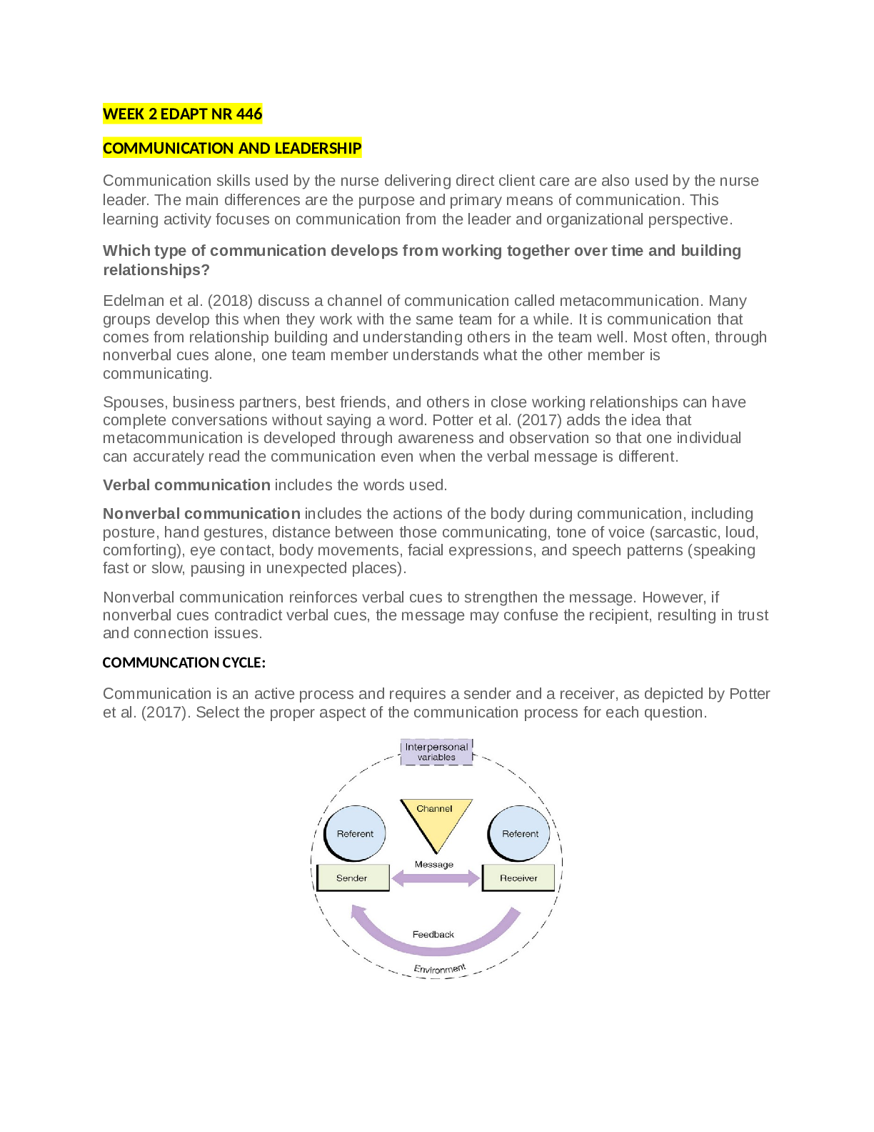 Collaborative Health NR 446 EDAPT WEEK 2 Full - Browsegrades