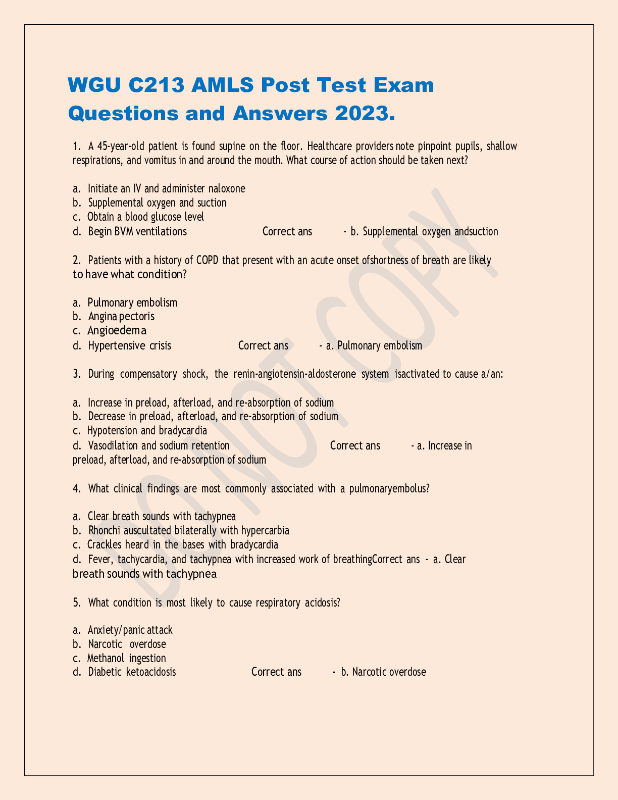 Preview image for WGU C213 AMLS Post Test Exam Questions and Answers 2023.