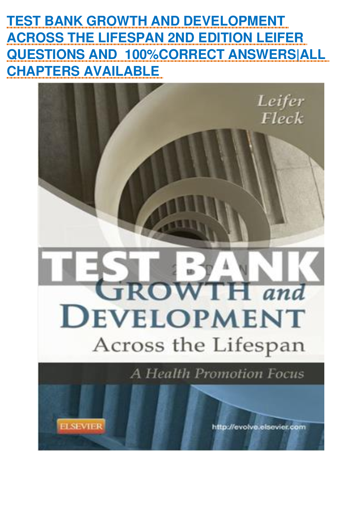 Preview of TEST BANK GROWTH AND DEVELOPMENT ACROSS THE LIFESPAN 2ND EDITION LEIFER QUESTIONS AND  100%CORRECT ANSWERS|ALL CHAPTERS AVAILABLE