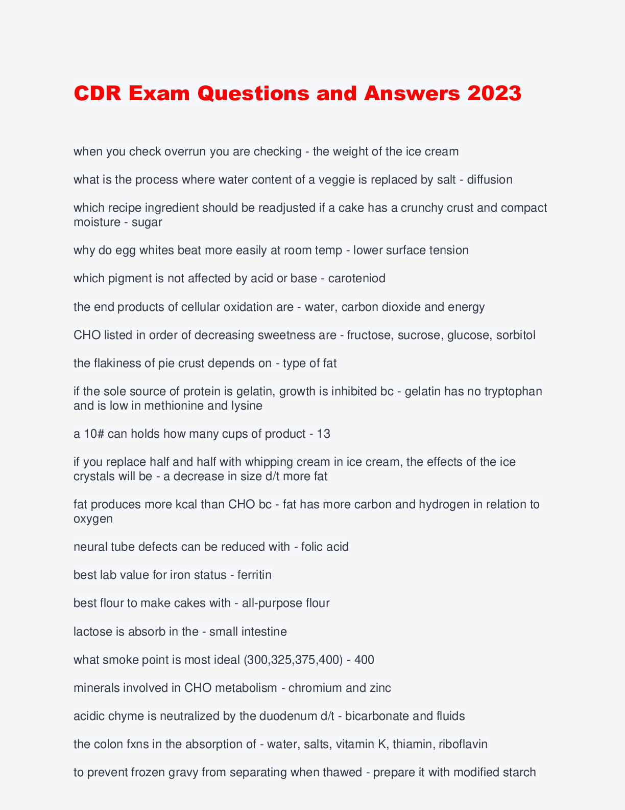 Preview image for CDR Exam Questions and Answers 2023