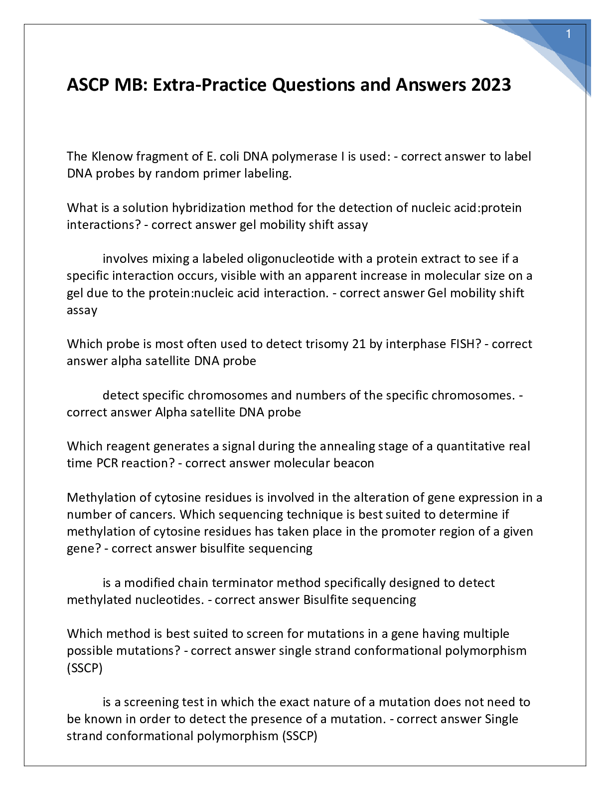 Preview image for ASCP MB: Extra-Practice Questions and Answers 2023