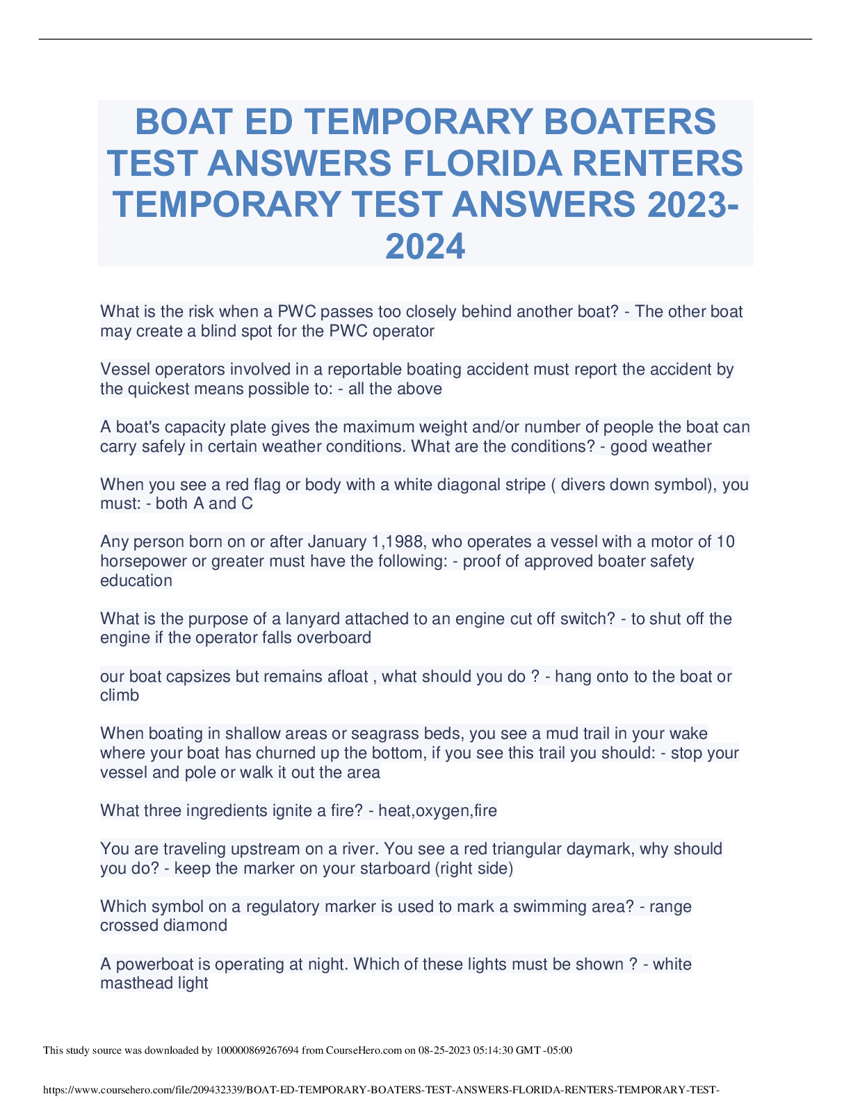 BOAT ED TEMPORARY BOATERSTEST ANSWERS FLORIDA RENTERSTEMPORARY TEST