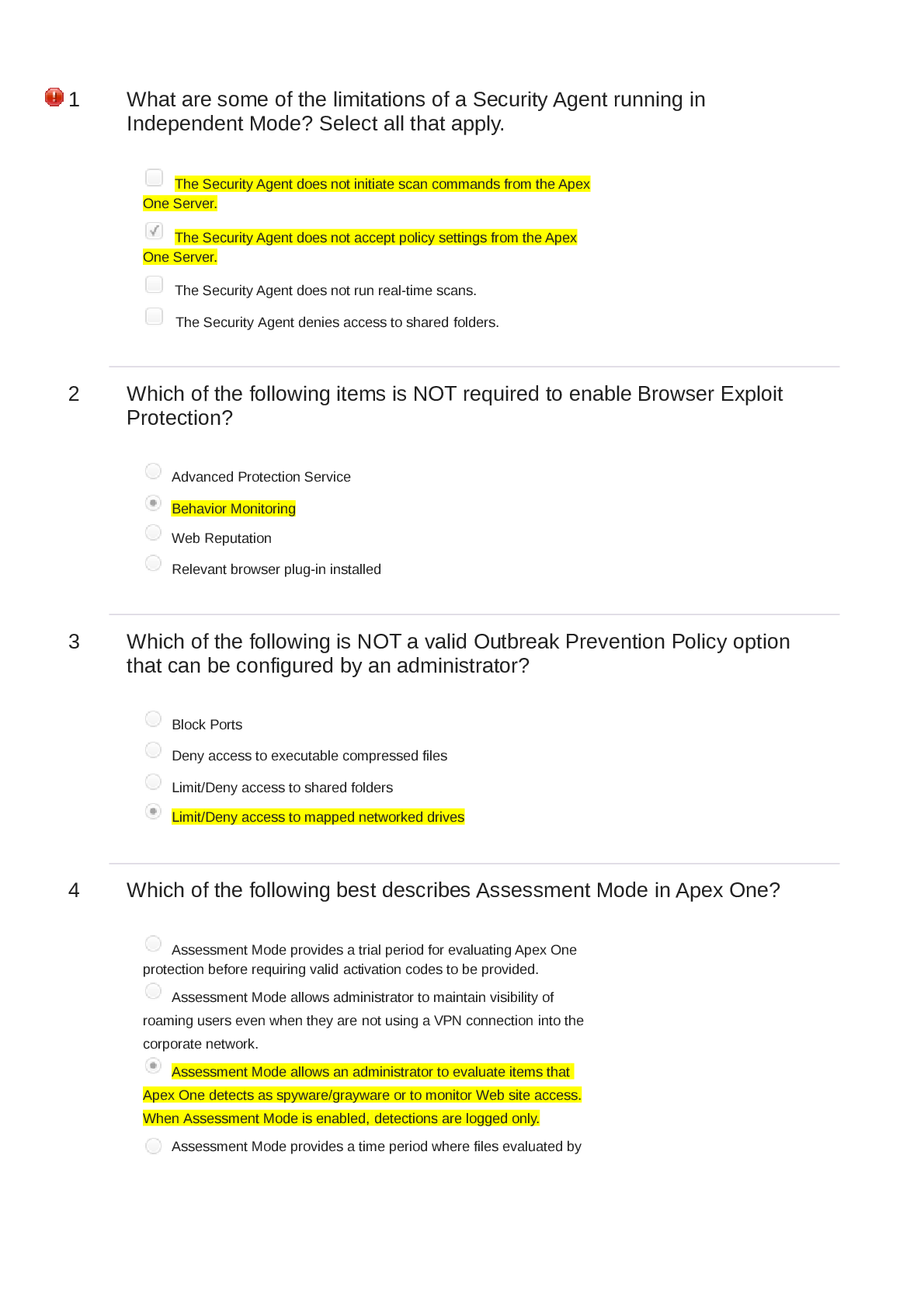 Preview image of Apex One Certified Professional Exam 2023 document