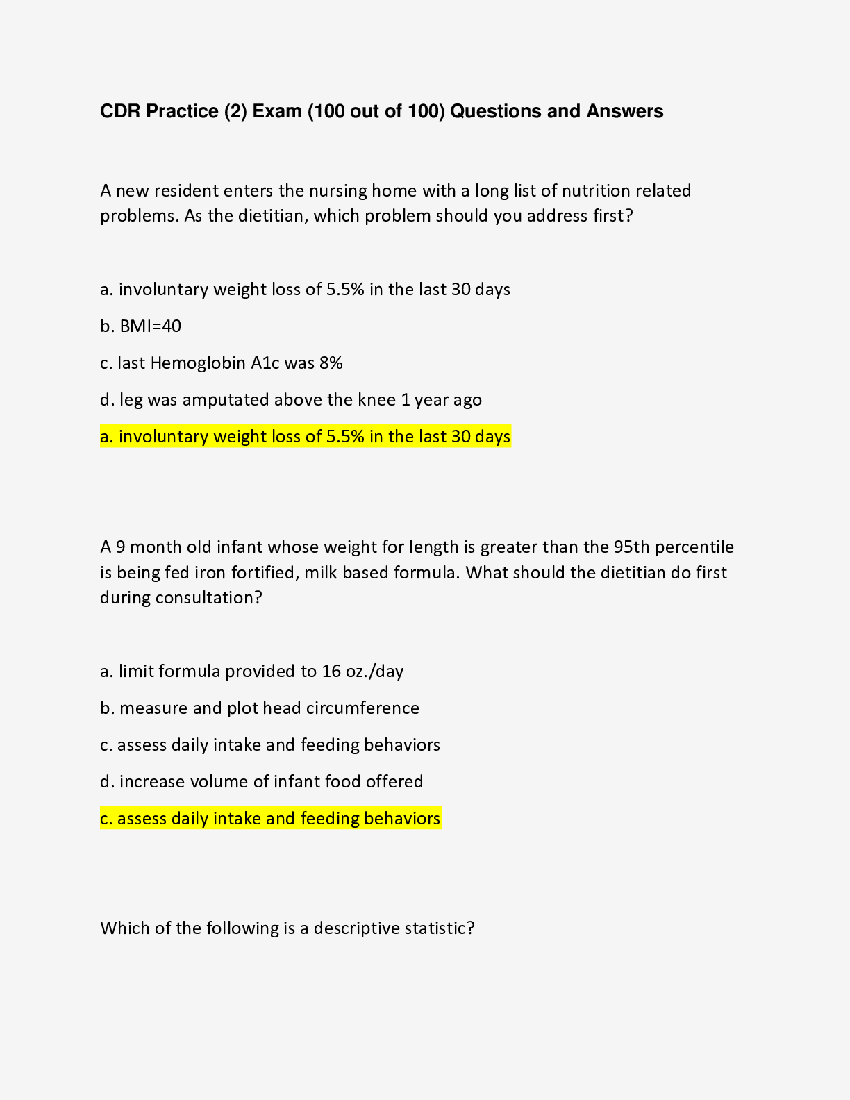Preview image for CDR Practice (2) Exam (100 out of 100) Questions and Answers