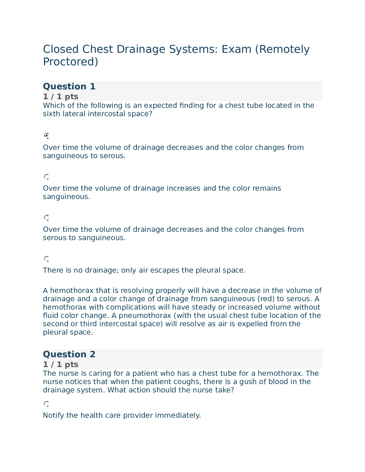 Preview image of Closed Chest Drainage Systems Exam (RemotelyProctored document