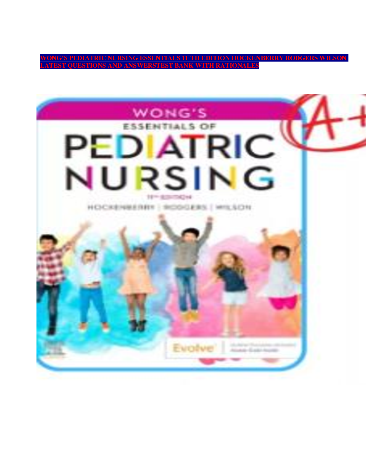 Preview image for WONG’S PEDIATRIC NURSING ESSENTIALS 11 TH EDITION HOCKENBERRY RODGERS WILSON
