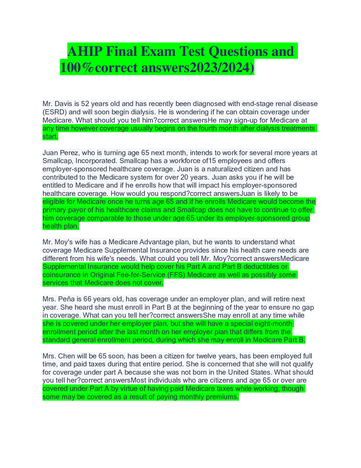 Preview image for AHIP Final Exam Test Questions and 100%correct answers2023/2024)