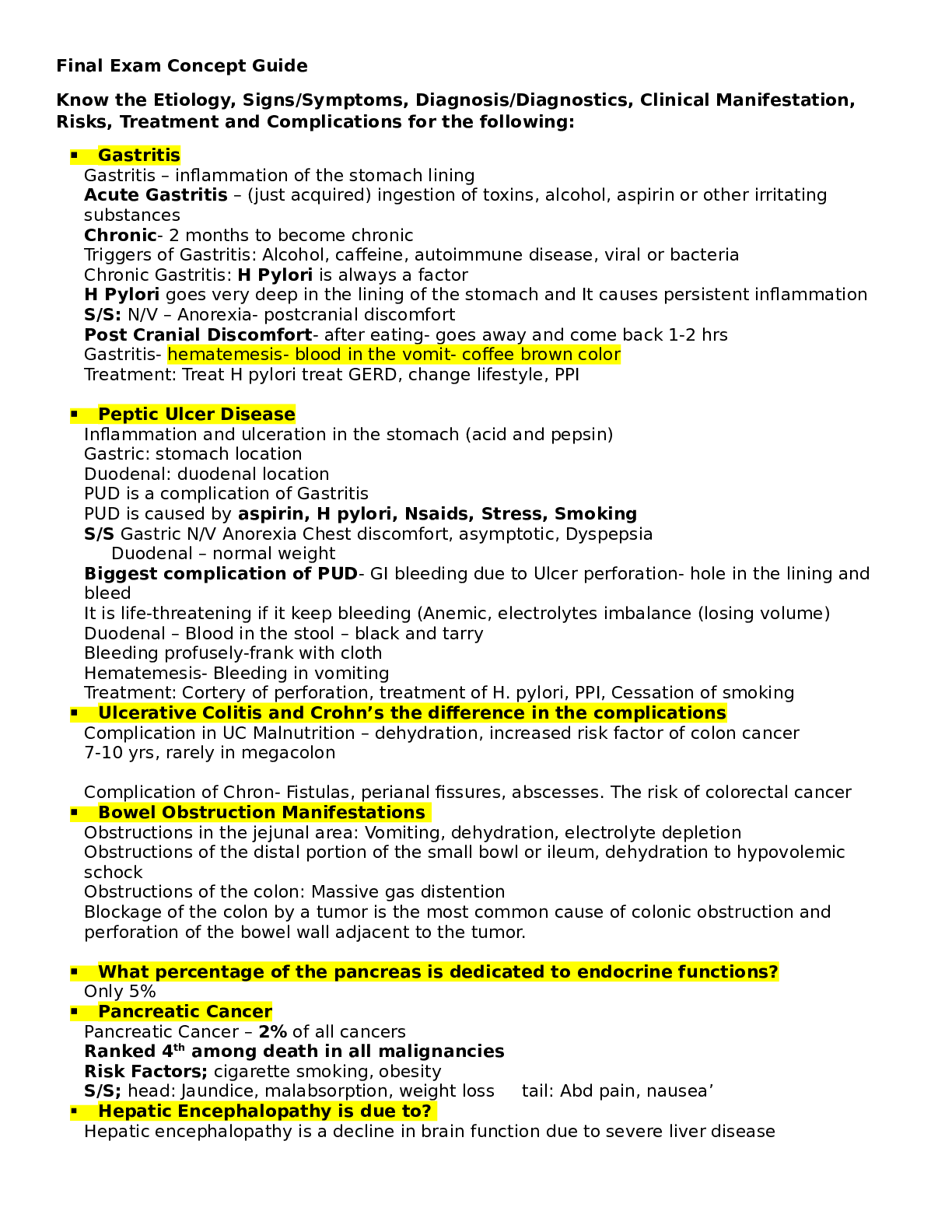 Preview of NUR 2063 Final REVISED Final Exam Study Guide Patho Spring 2023