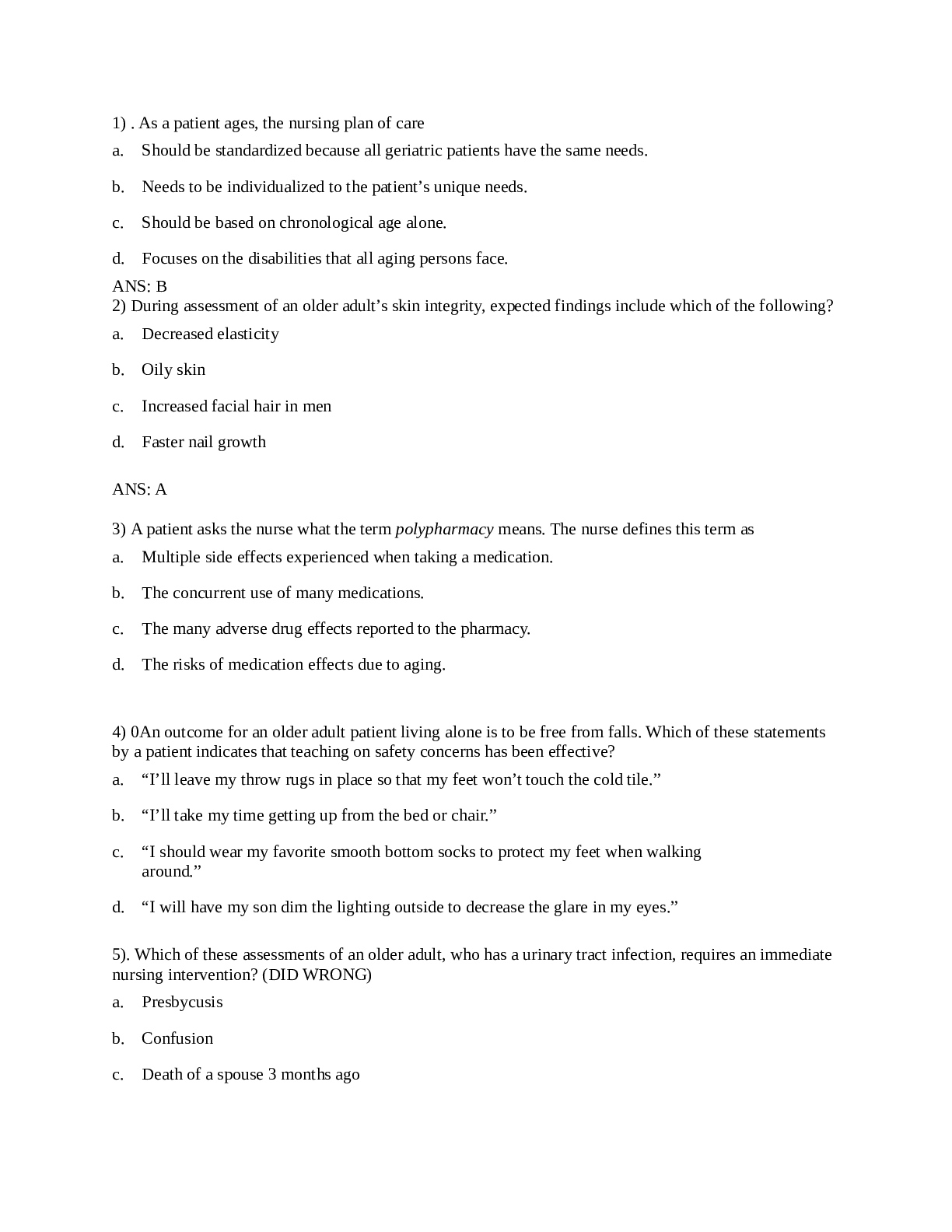 Preview image of NUR 1519 UNit 2 Exam Questions document