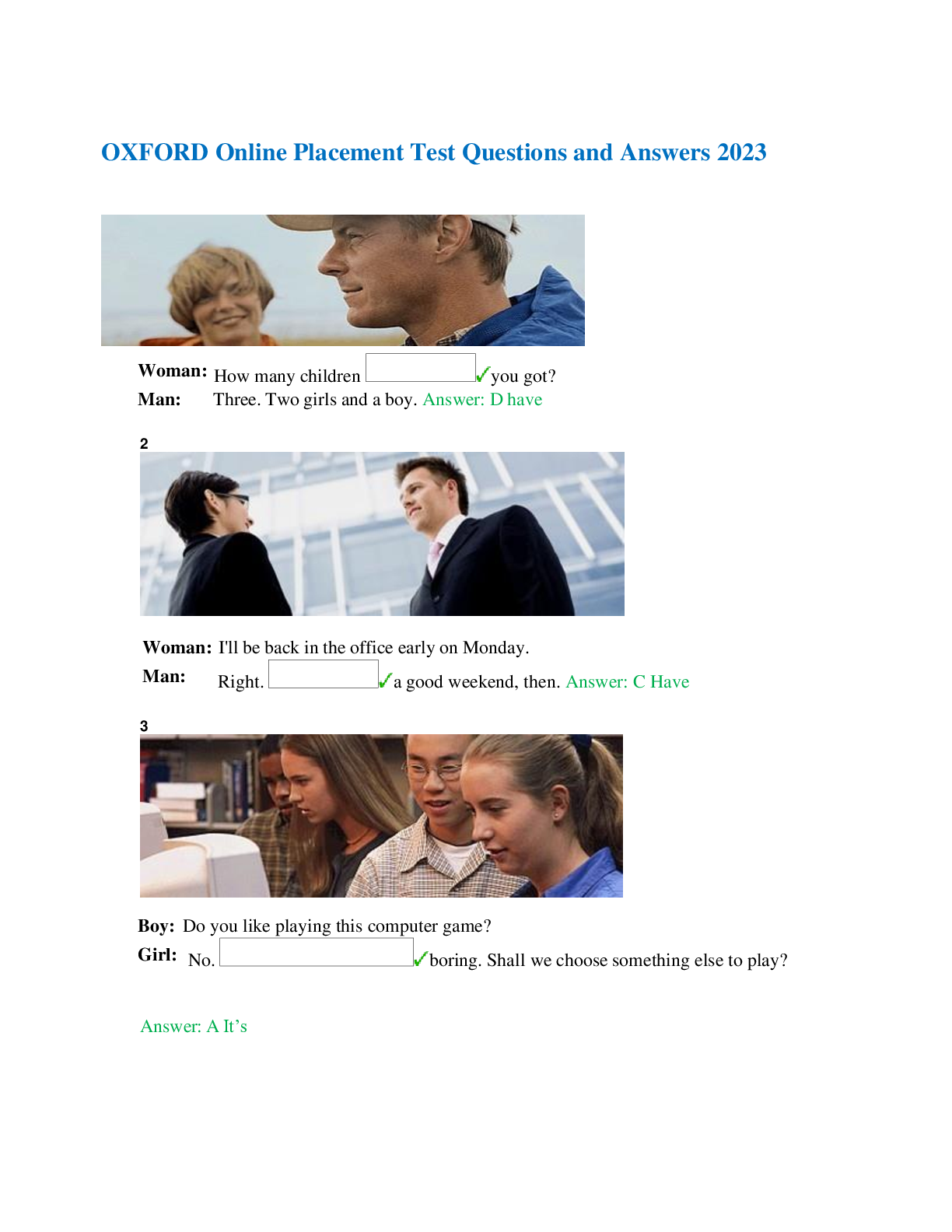 Preview image for OXFORD Online Placement Test Questions and Answers 2023