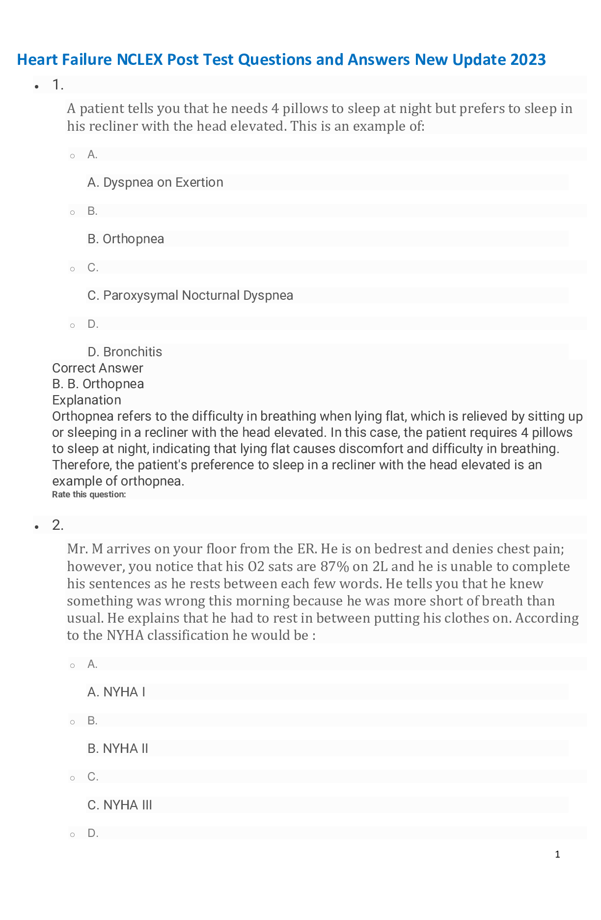 Preview image for Heart Failure NCLEX Post Test Questions and Answers New Update 2023