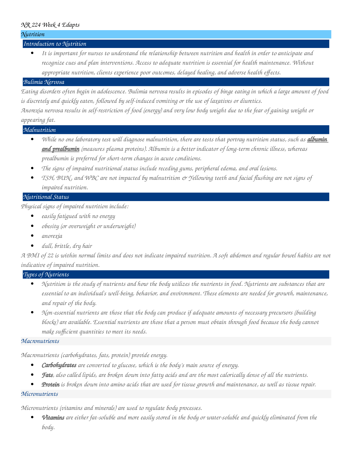 Preview image of NR 224 Week 4 Edapts Nutrition document