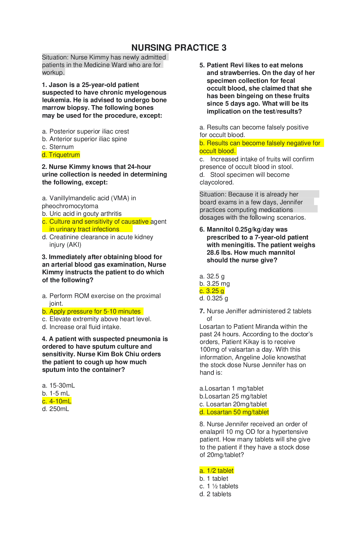 Preview image of NURSING TEST 5 (NP III) document
