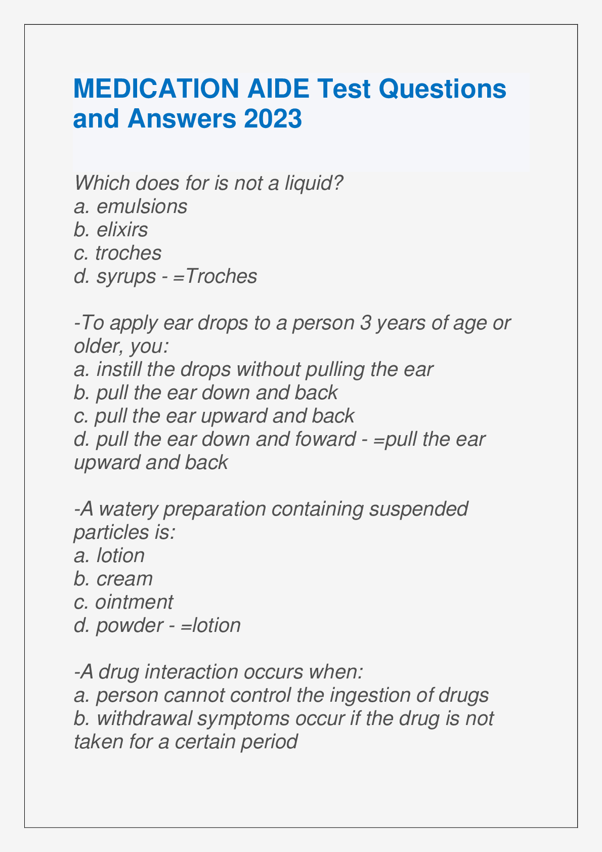 Preview image for MEDICATION AIDE Test Questions and Answers 2023