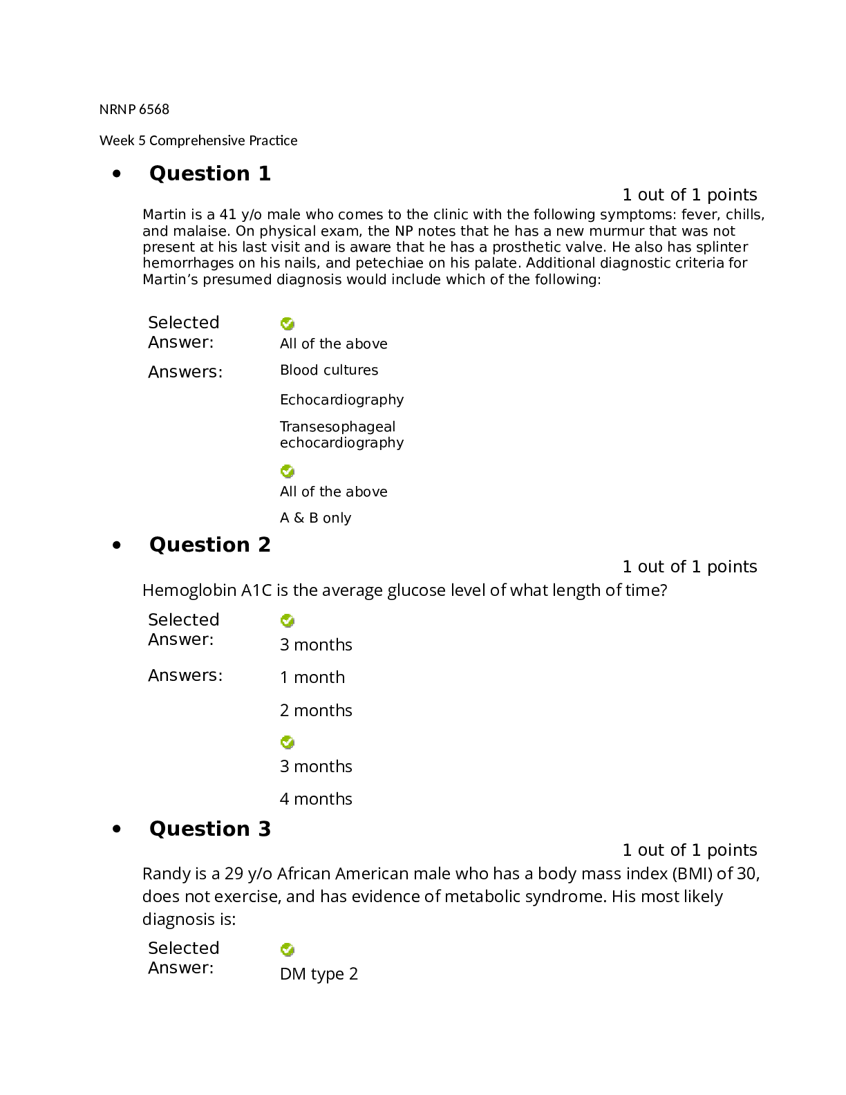 Preview image of NRNP 6568 Week 5 Comprehensive Practice document