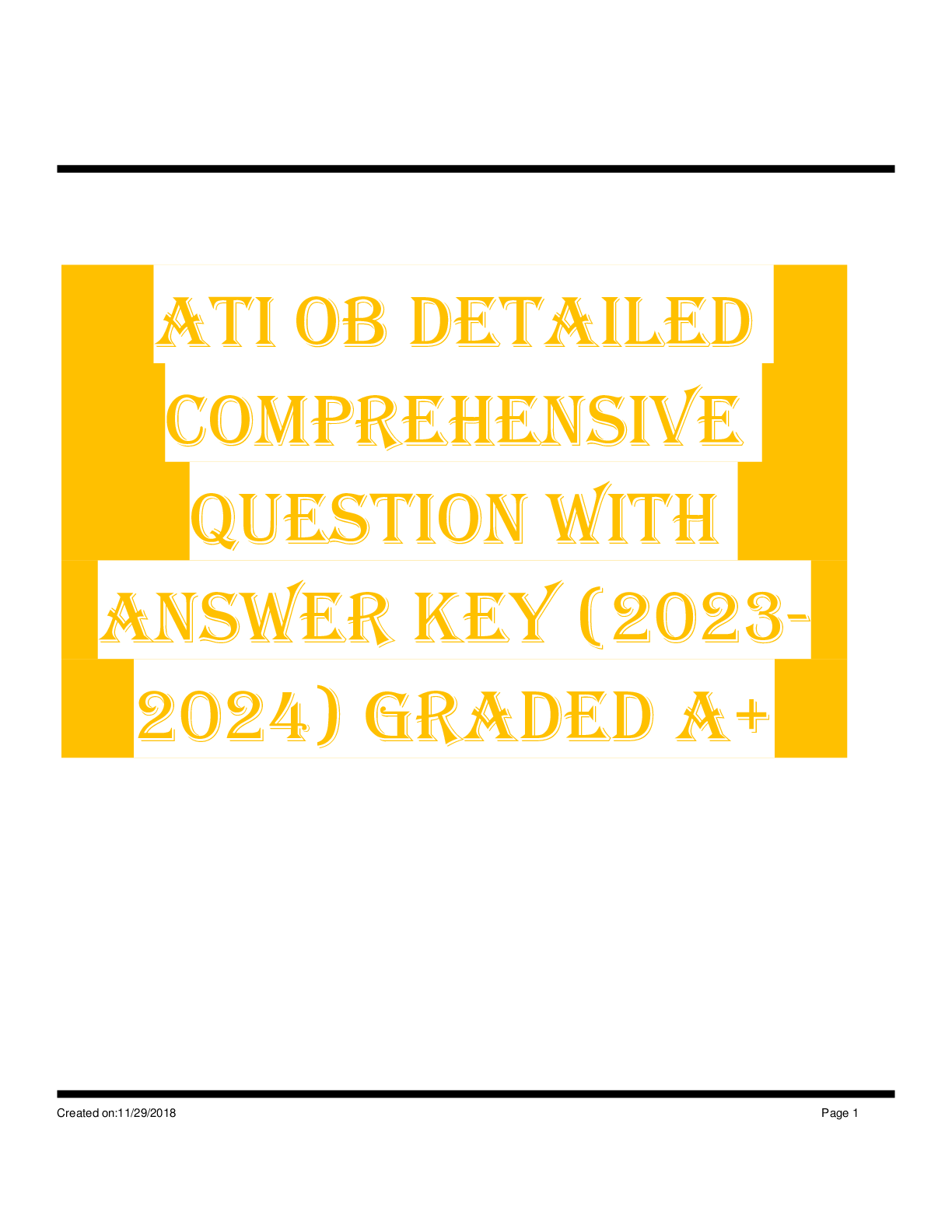 Preview image for ATI OB Detailed Comprehensive Question With Answer Key (2023-2024) Graded A+