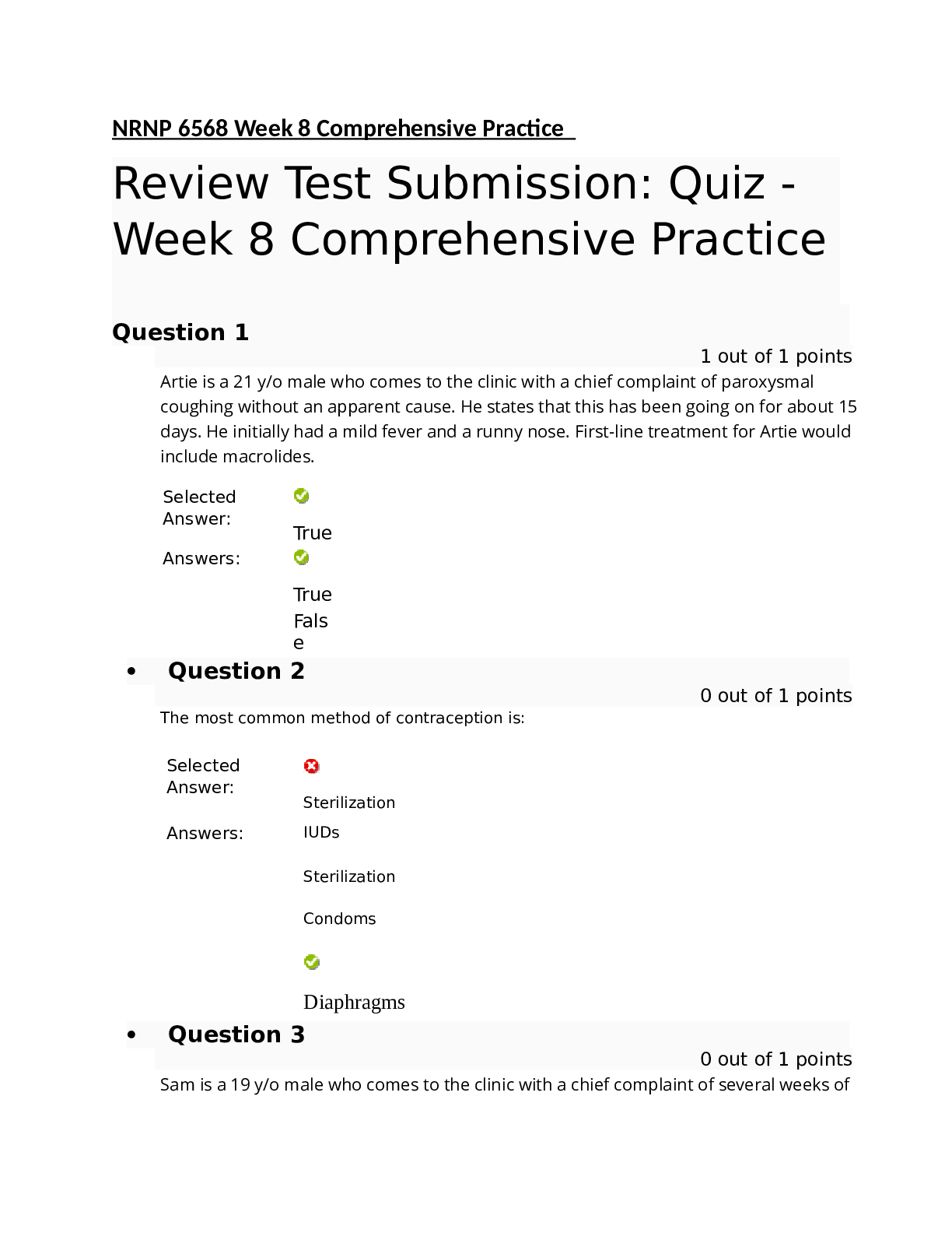 Preview image of NRNP 6568 Week 8 Comprehensive Practice document