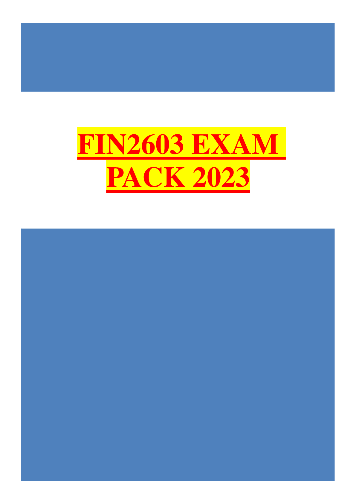 Preview image for FIN2603 EXAM PACK 2023