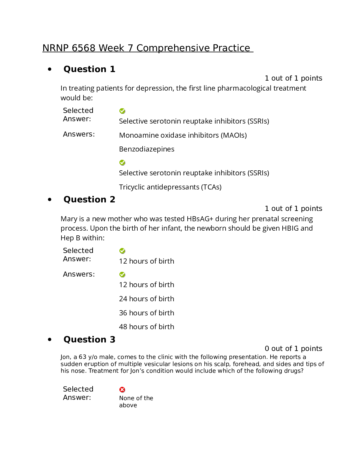 Preview image of NRNP 6568 Week 7 Comprehensive Practice 2023-2024 document