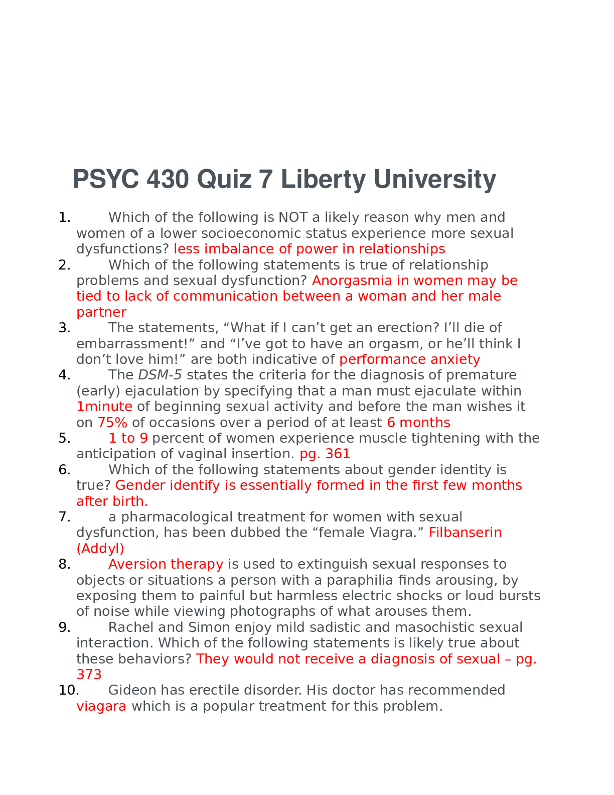 Preview image of Psych 430 Quiz 7 document