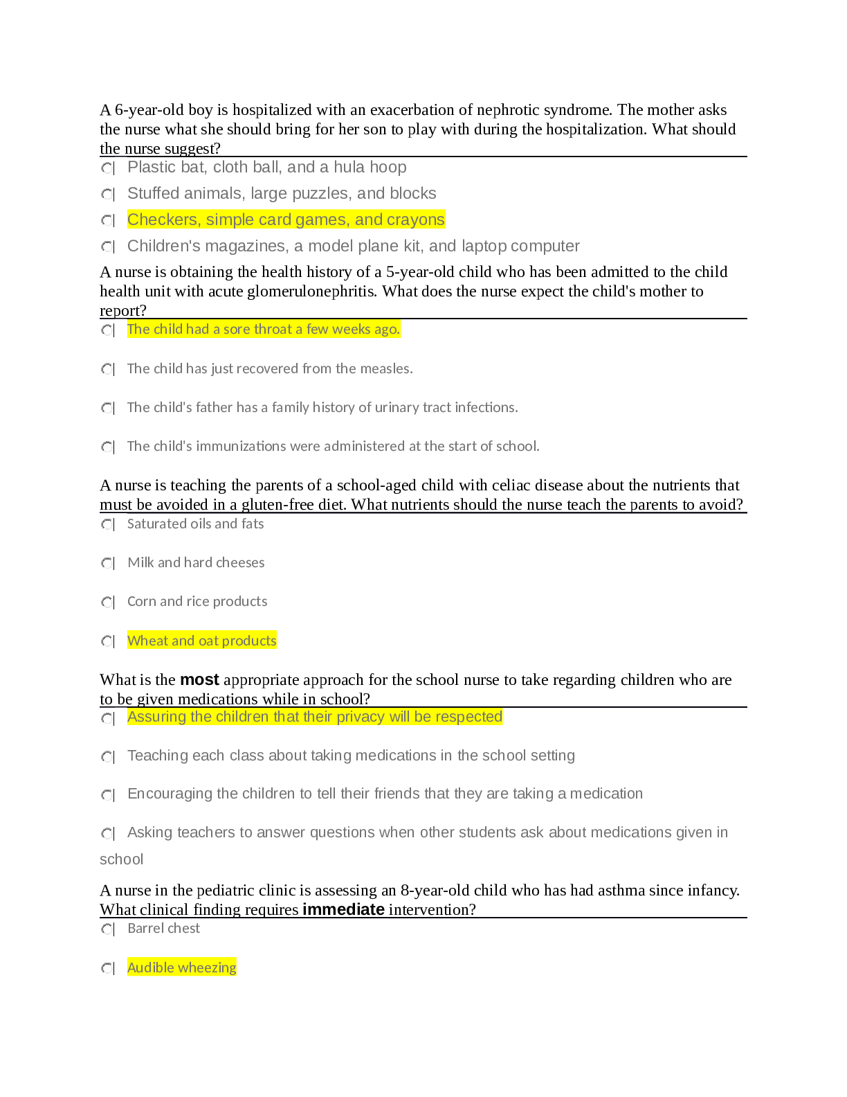 Preview image of NURS 1102 School Children  EAQ 2023 document