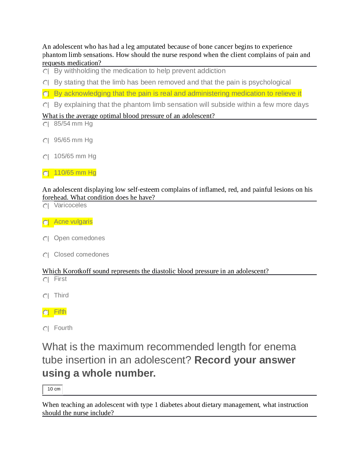 Preview image of NURS 1102 adolescent EAQ 2023 document