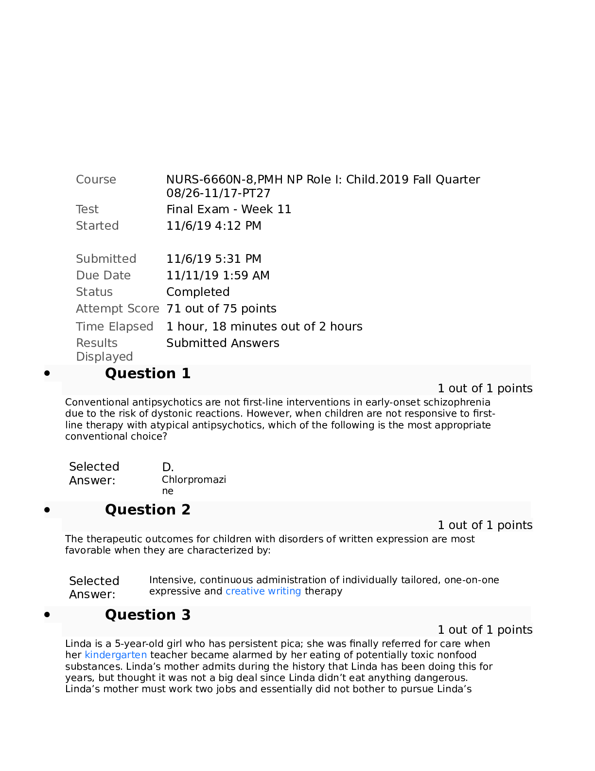 Preview image of NURS 6660 FINAL EXAM VERSION 1-12 2019 COMPLETED document