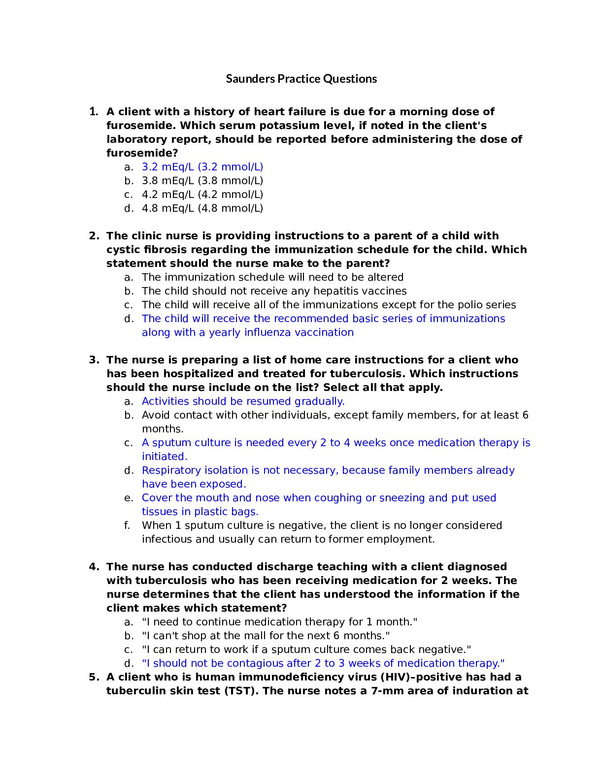 Preview image of Saunders Perfusion Practice Questions 2023 document