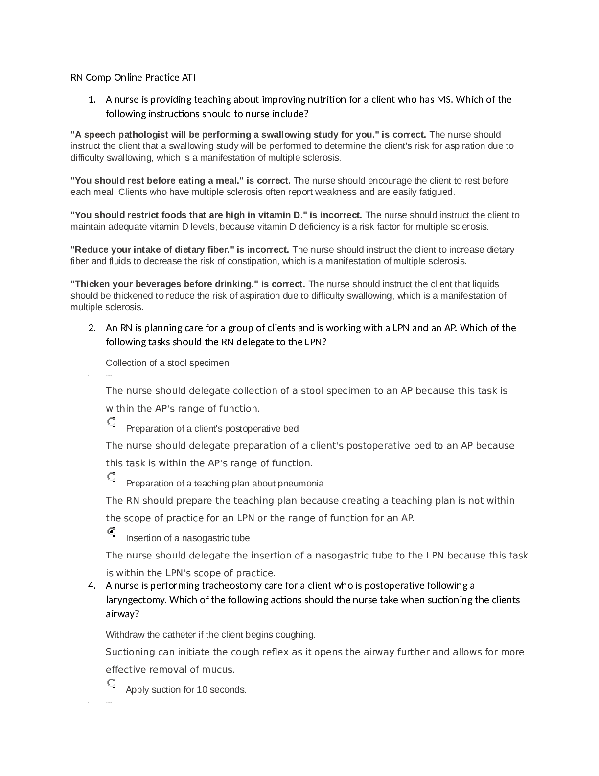 Preview image of RN Comp Online Practice ATI 2023 document