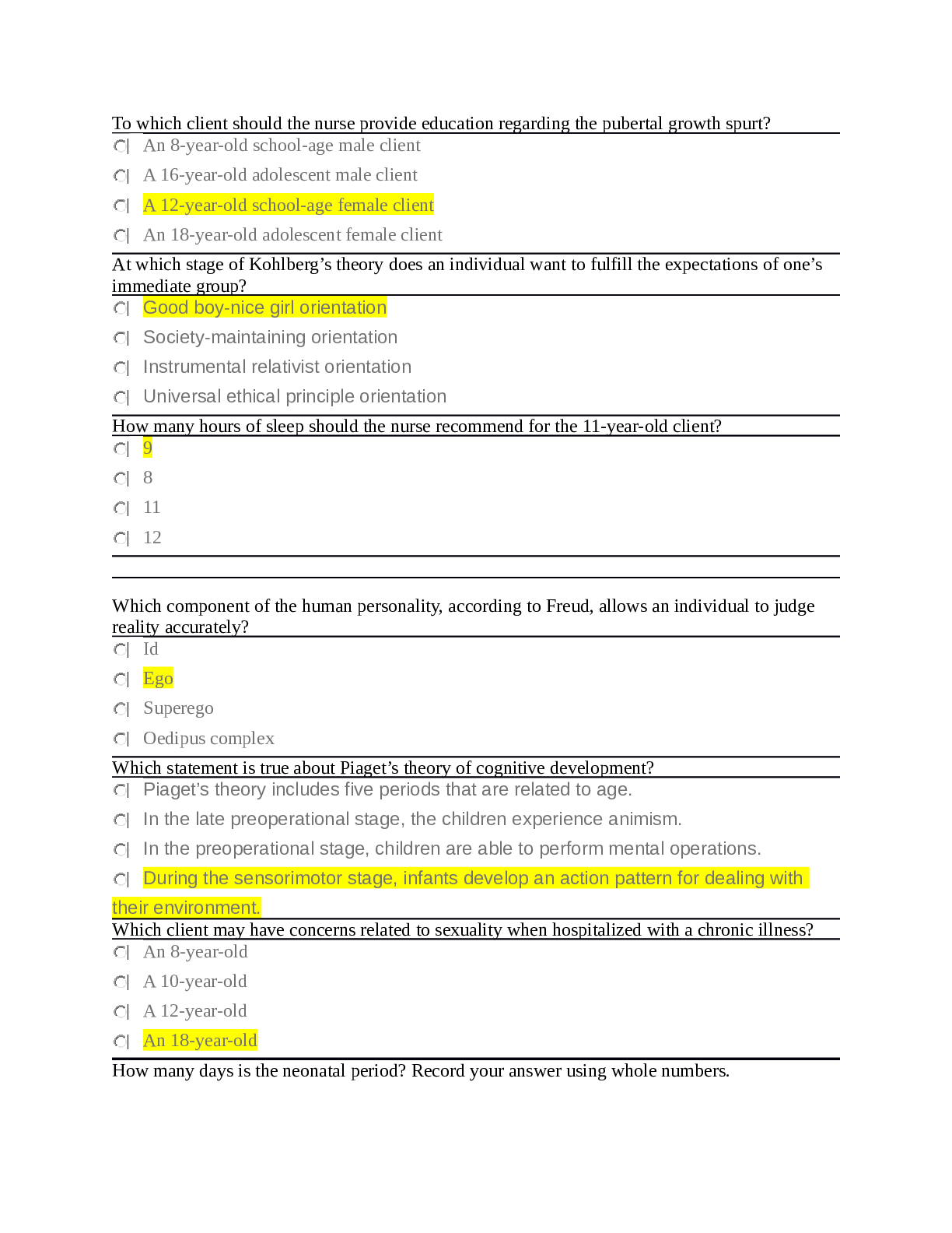 Preview image of NURS 1102 growth and developement EAQ 2023 document