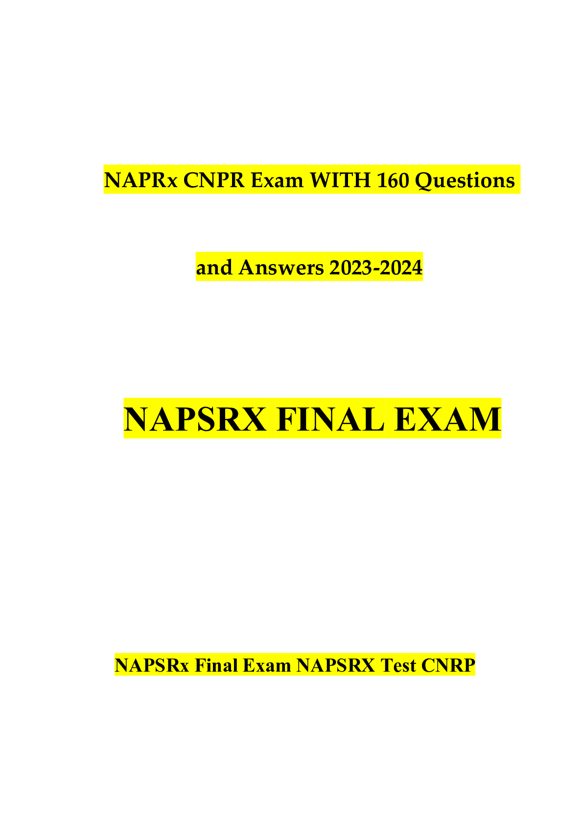Preview of NAPRx CNPR Exam WITH 160 Questions and Answers 2022-2023