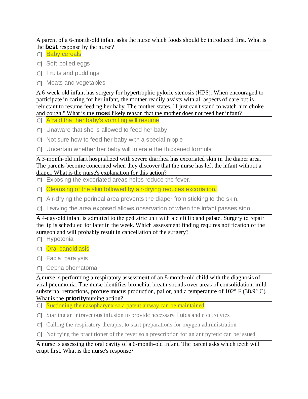 Preview image of NURS 1102 infant EAQ 2023 document