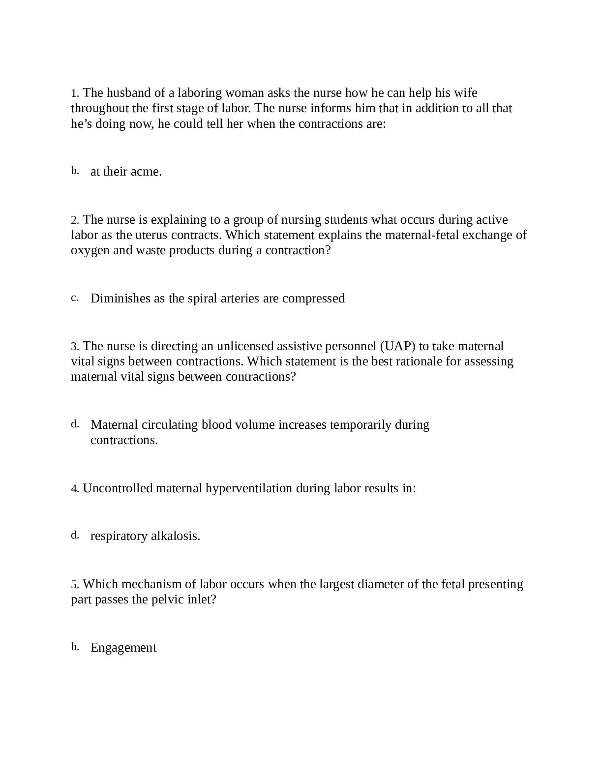 Preview image of NURS 323 MATERNITY CLASS EXAM FULL LEGNTH document