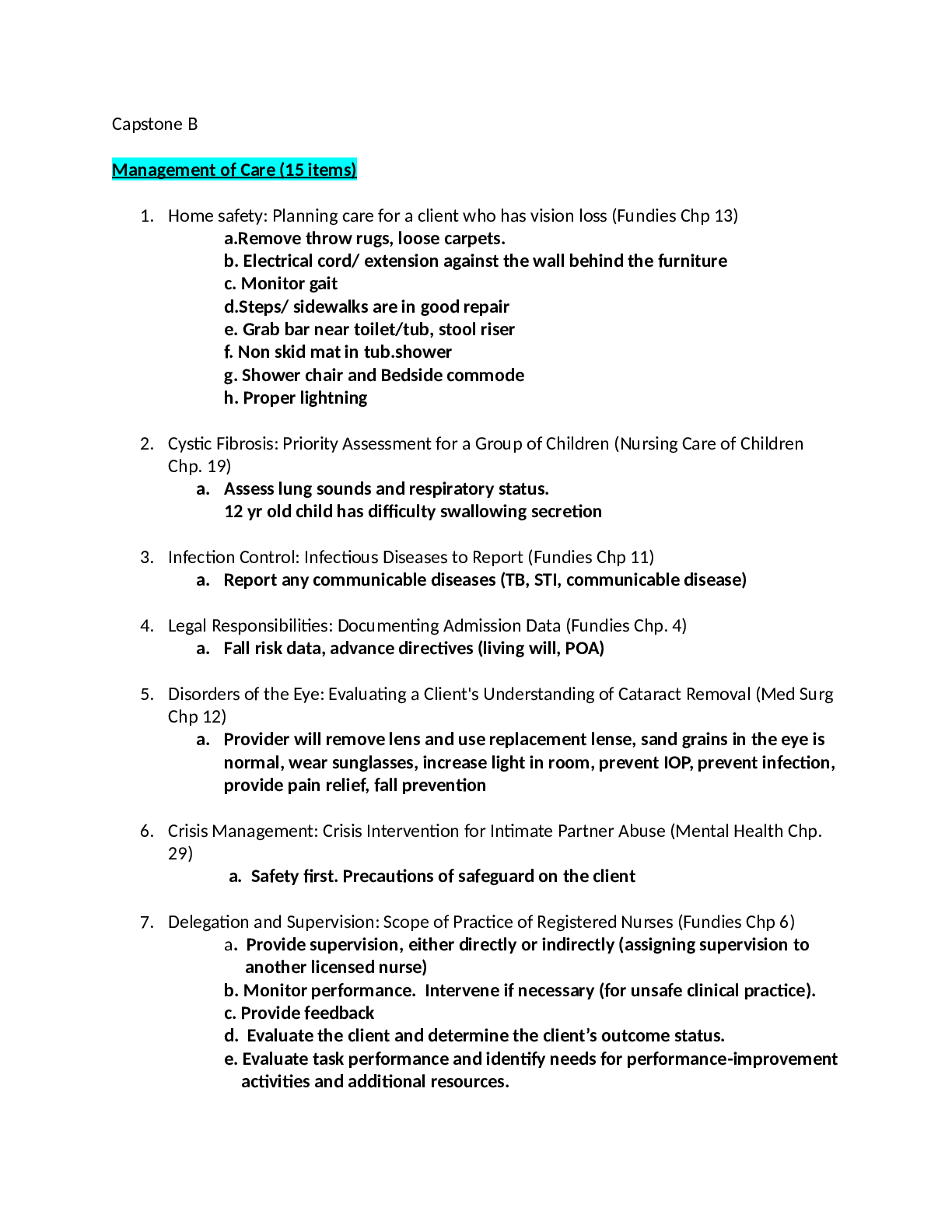 Preview image of NR 466 Capstone A and B study guide document