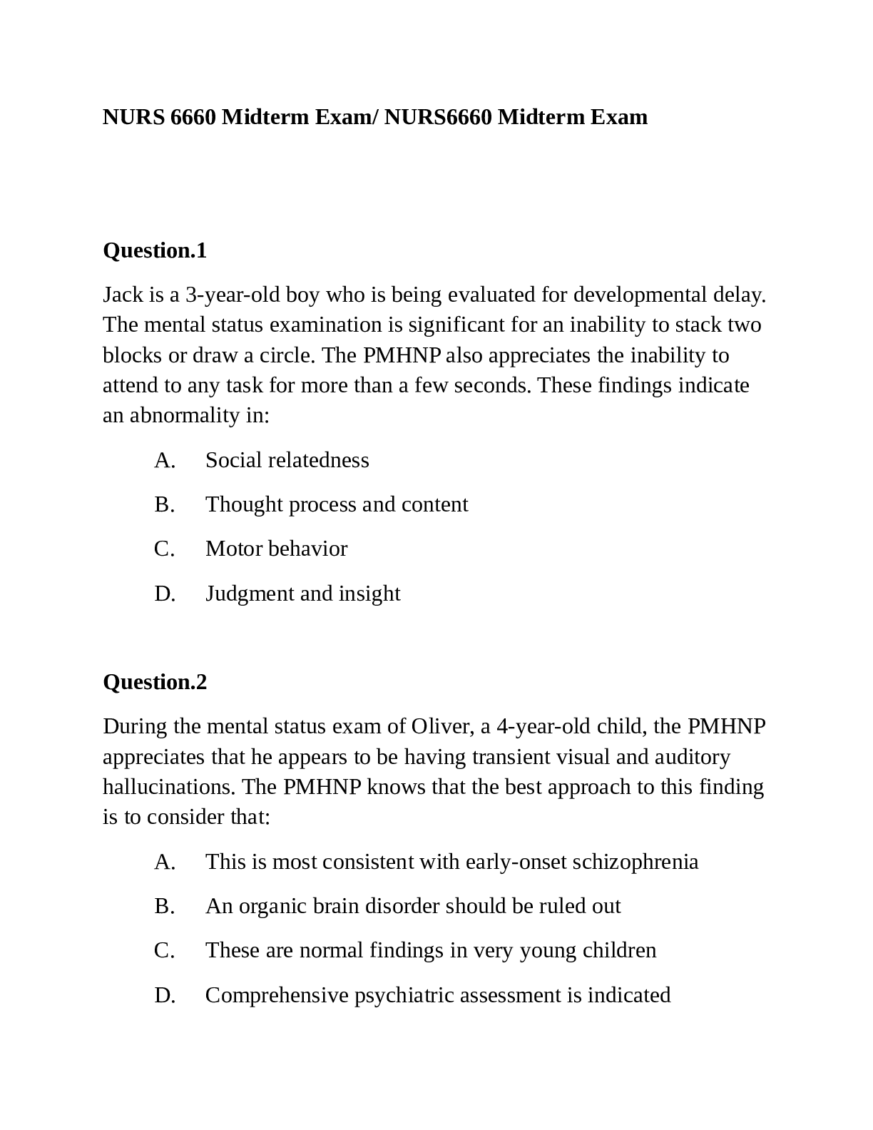 Preview image of NURS 6660 MIDTERM EXAM 2023 3 VERSIONS document