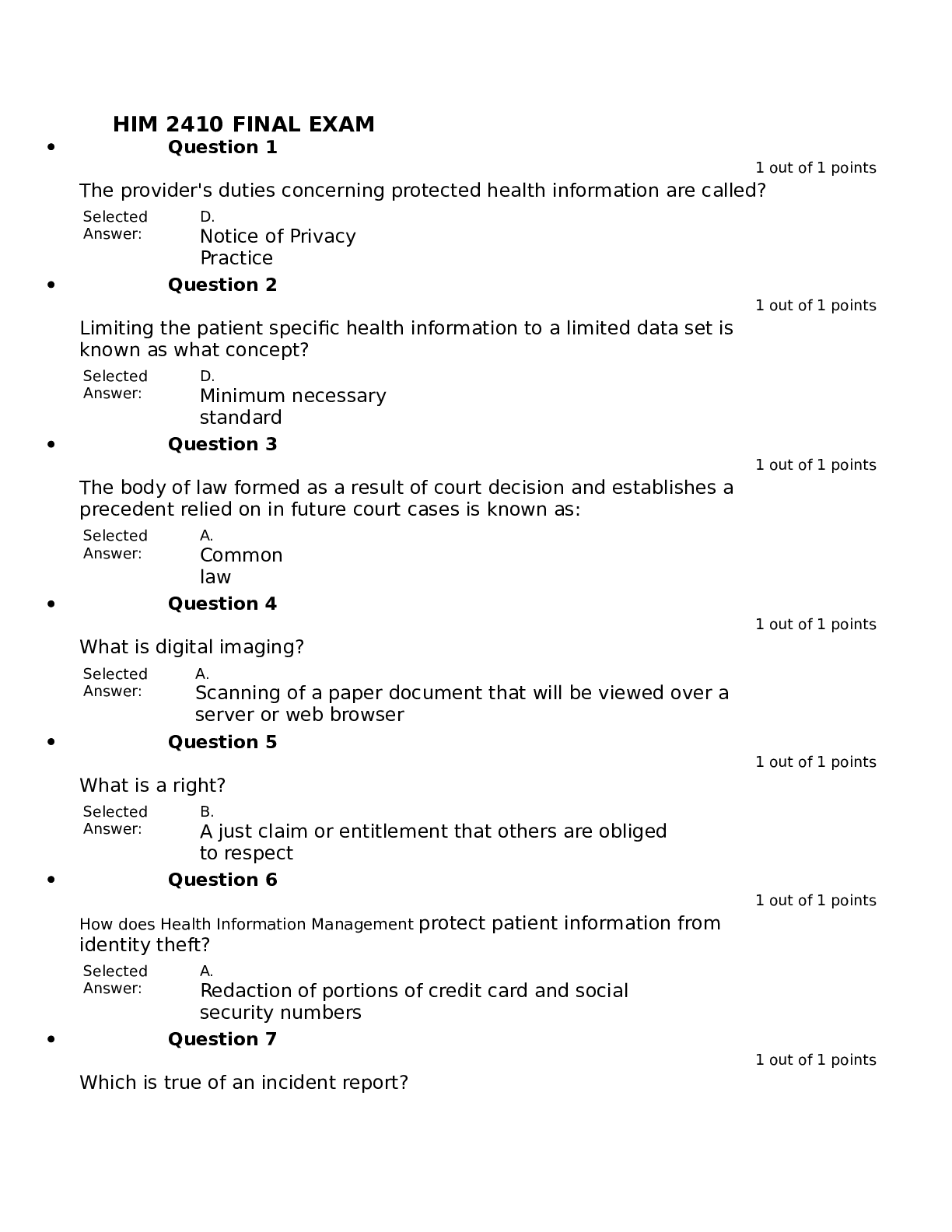 Preview image of HIM 2410 FINAL EXAM 2023 2 VERSIONS document