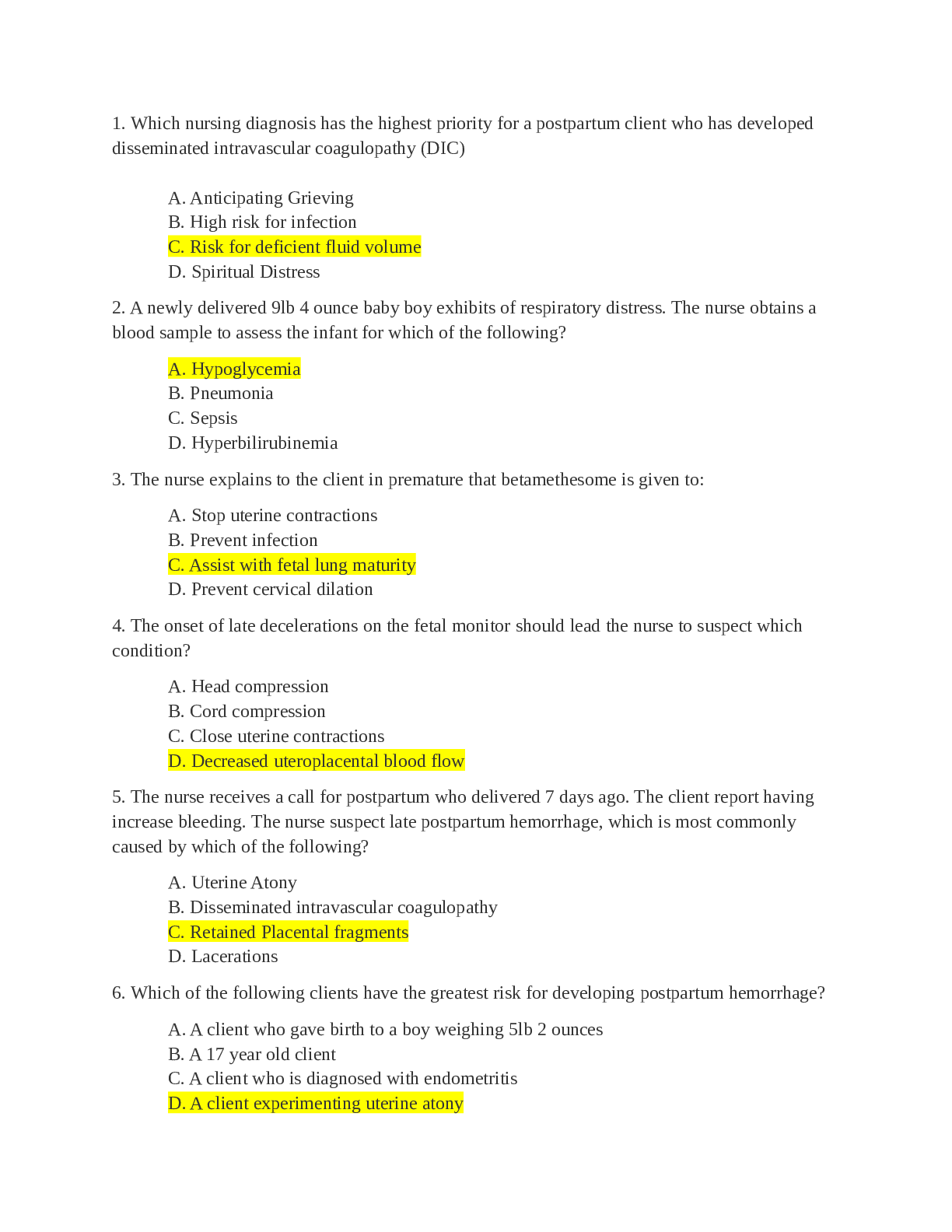 Preview of NURS 320 MATERNITY FINAL EXAM 1 2022-2023