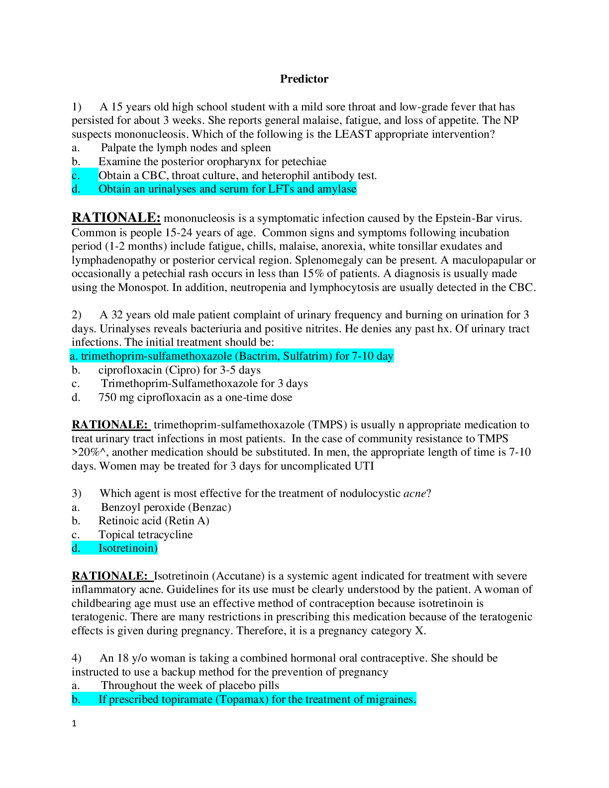Preview image for NSG 6440 Predictor Test Latest Questions And Answers With Rationale 2023/2024| Graded A+