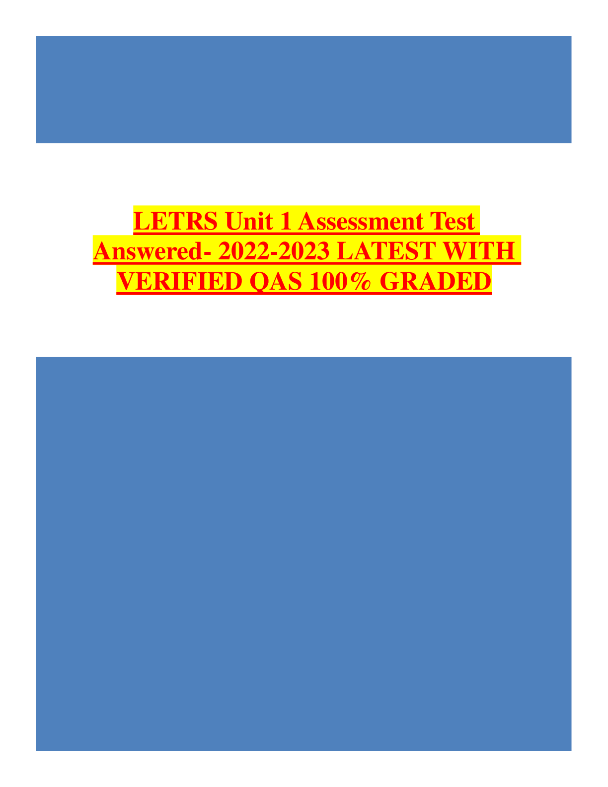 Preview image for LETRS Unit 1 Assessment Test Answered- 2022