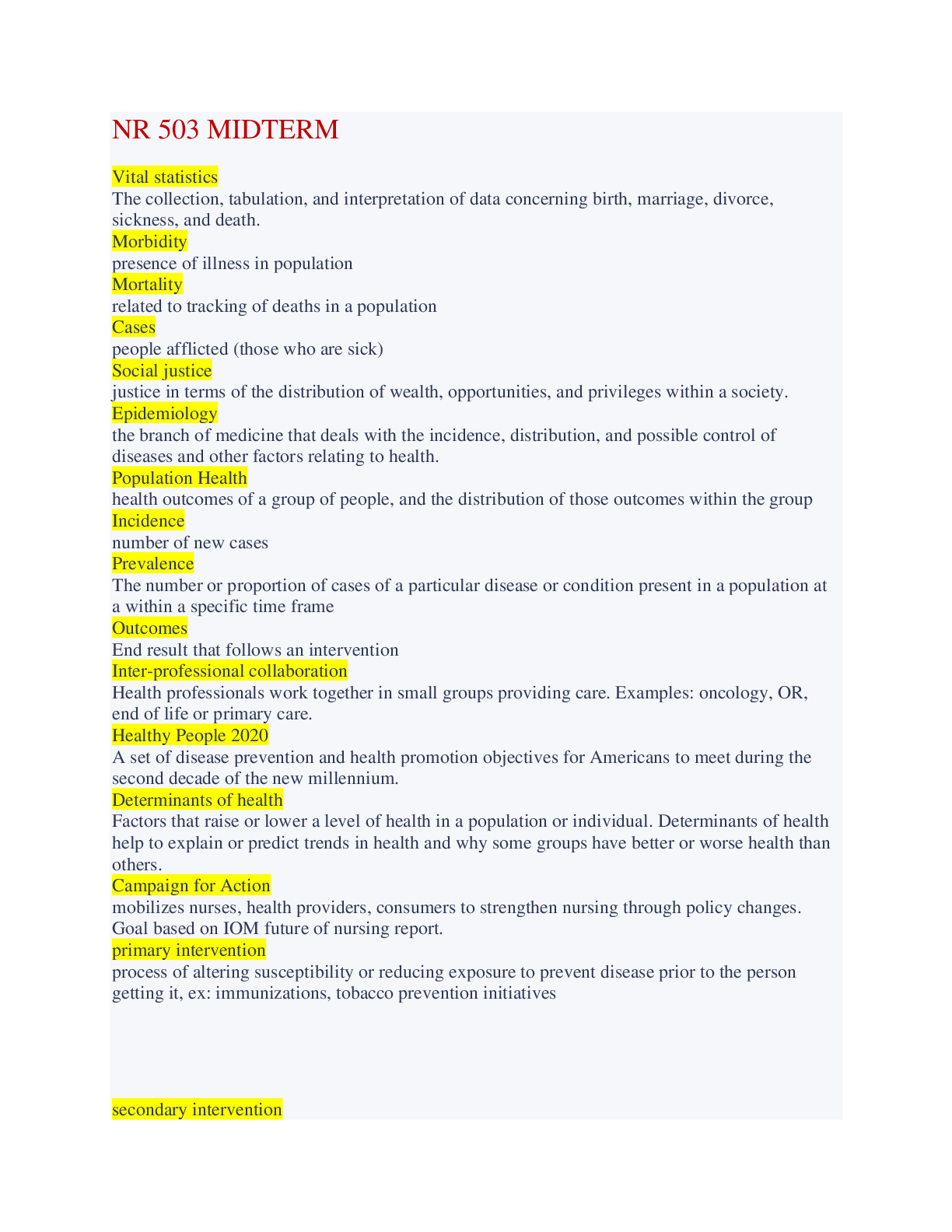 Preview image for NR-503 Midterm Complete Questions and Answers